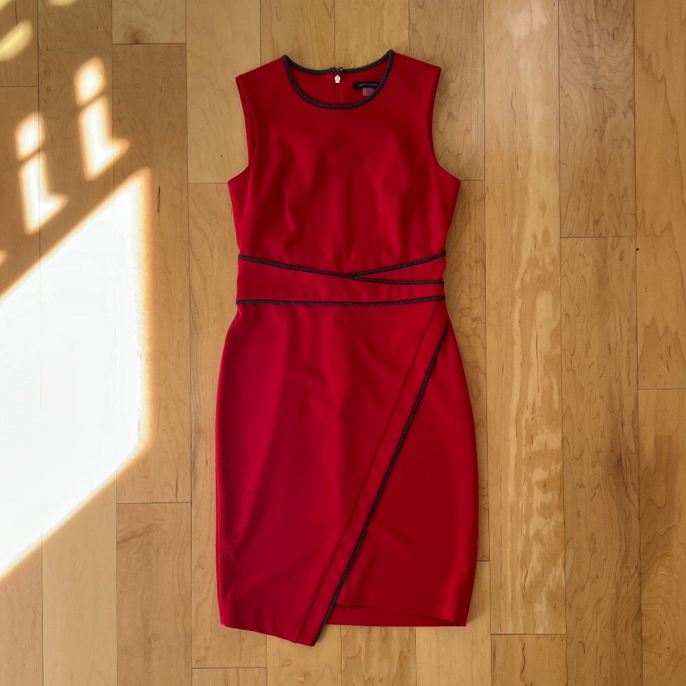 Tommy Hilfiger ~ Asymmetric Sheath Dress ~ Red ~ Size 4 - Picture 3 of 6